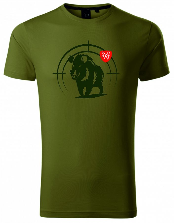 Pánské tričko myslivecké s divočákem PXT CREATIVE 153 avocado green vel. XL  - Obrázek